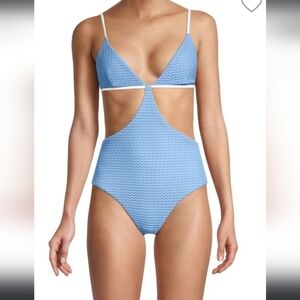Onia Blue Crochet Cutout One-Piece Swimsuit NWT